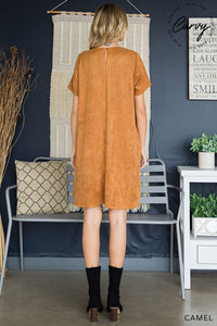 Francesca Faux Suede Shift Dress in Curvy