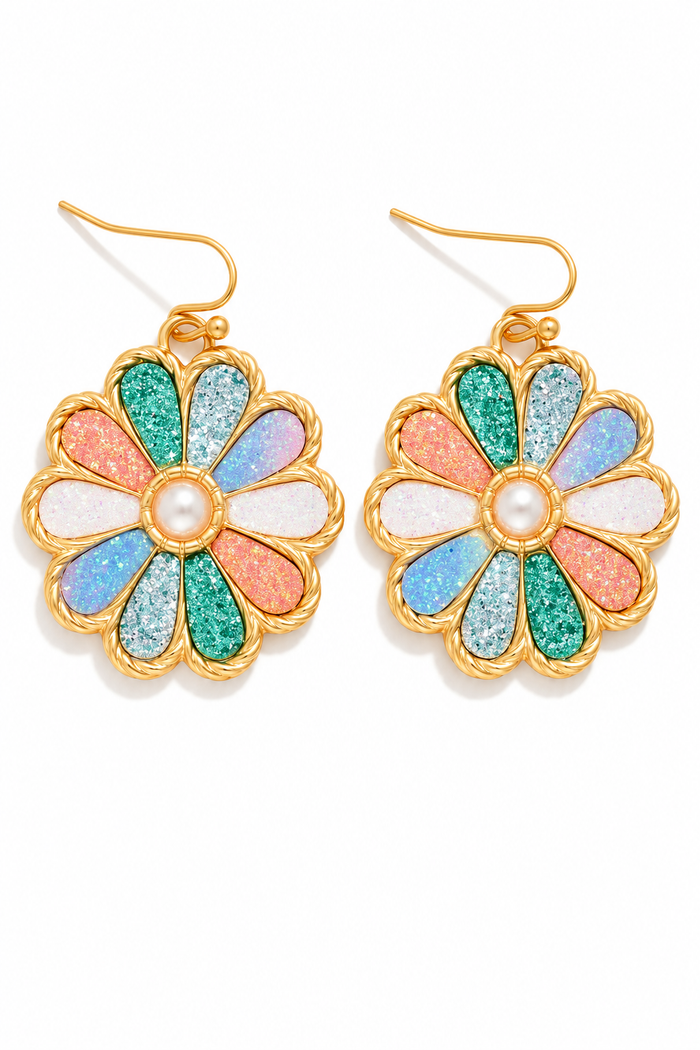Glitter Drop Floral Earrings
