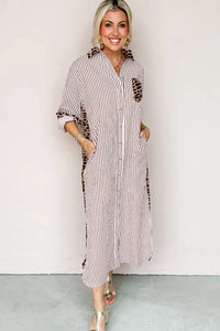 Grant Brown Stripe/Leopard Dress