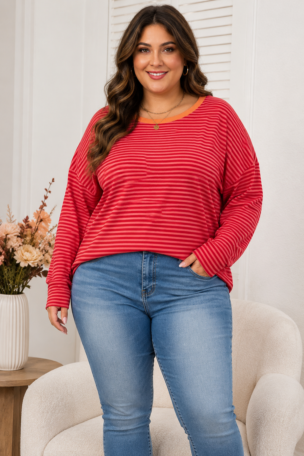 Hayes Striped Top Curvy
