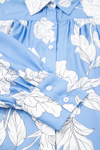 Julia Sky Blue Floral Print Blouse