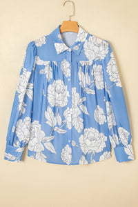 Julia Sky Blue Floral Print Blouse