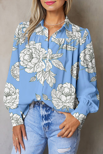 Julia Sky Blue Floral Print Blouse