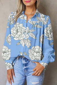 Julia Sky Blue Floral Print Blouse