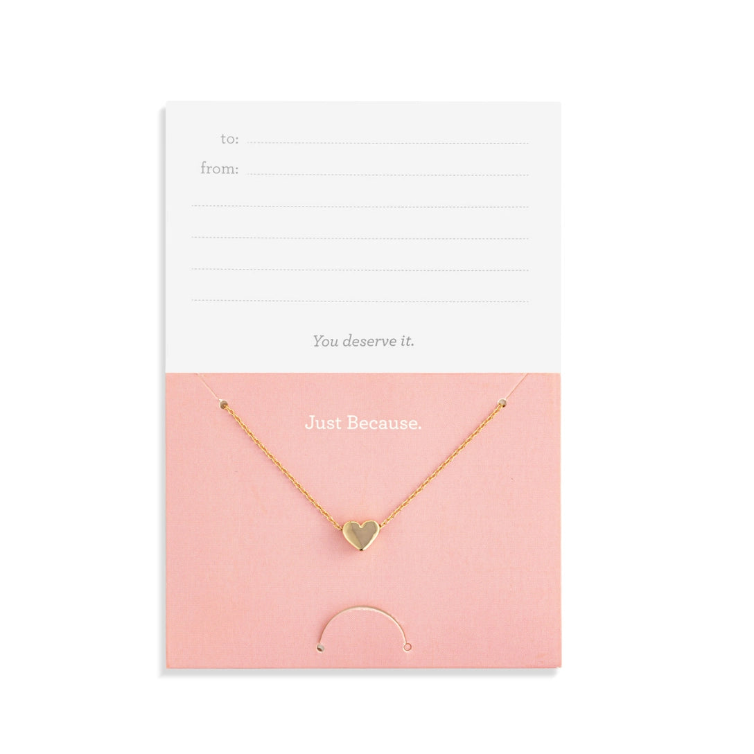 Just Because Floral Card and Gold Heart Necklace