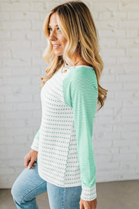 Kashton Coy Stripe Raglan Top