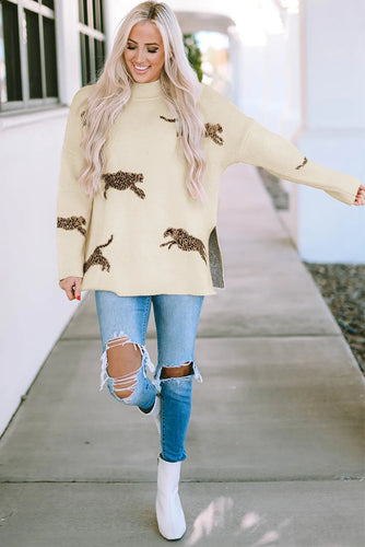 Lilian Cheetah Split Hem Sweater