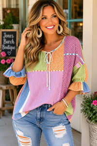 Lori Patchwork Print Top