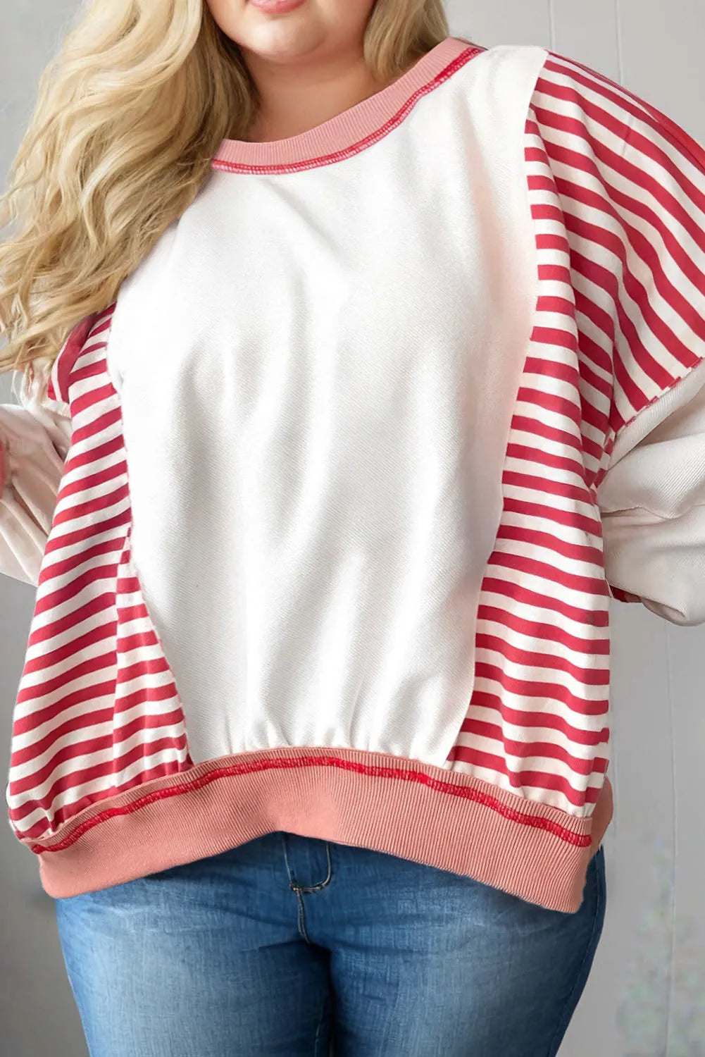 Lucia Patchwork Seam Sweatshirt in Curvy