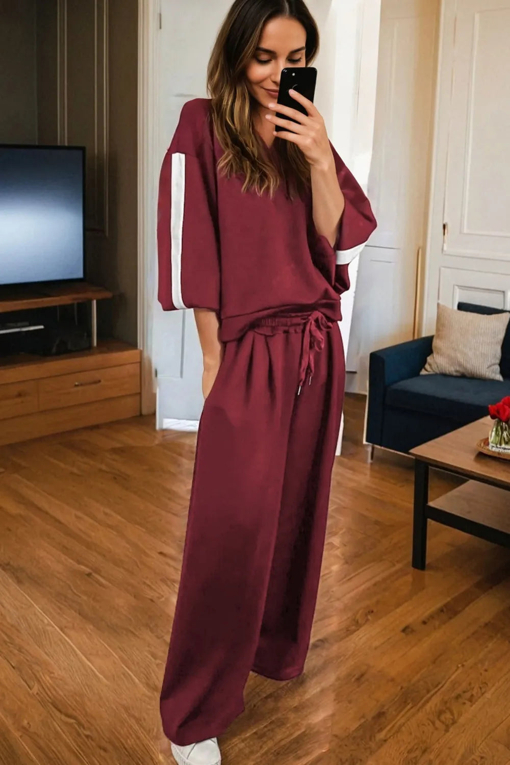 Lunar Varsity Striped Sweatpants Set