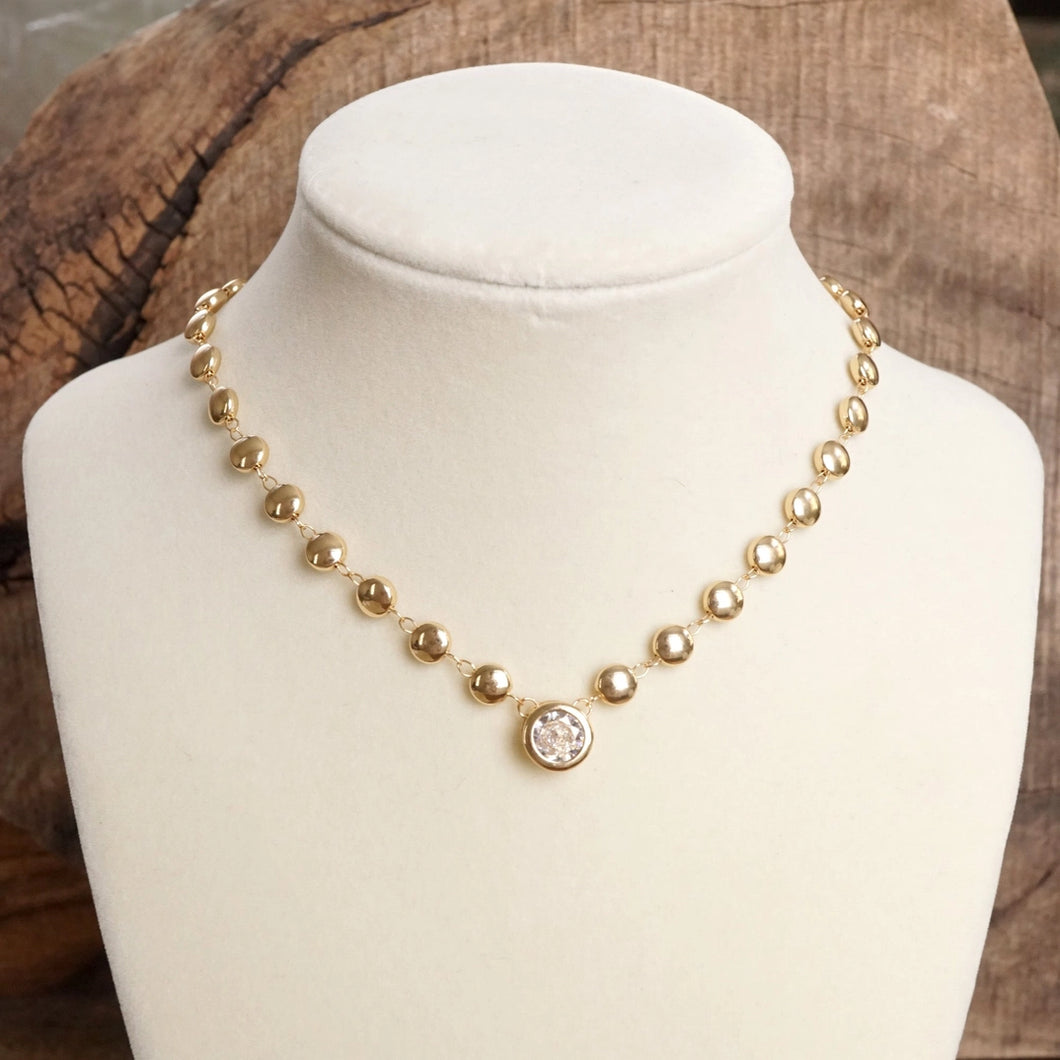Mallory Clear Crystal Bezel Pendant Necklace