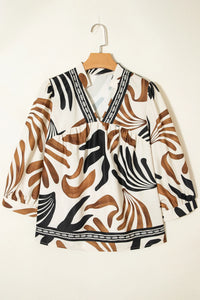 Maple Mosaic Puff Sleeve Blouse
