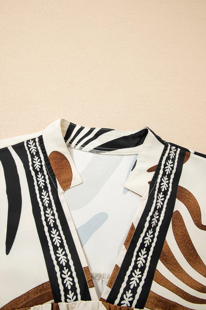 Maple Mosaic Puff Sleeve Blouse