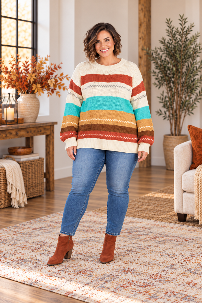 Natalie Striped Sweater in Curvy