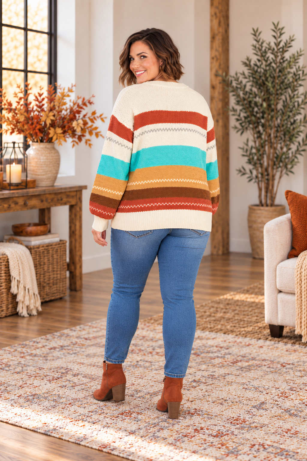 Natalie Striped Sweater in Curvy