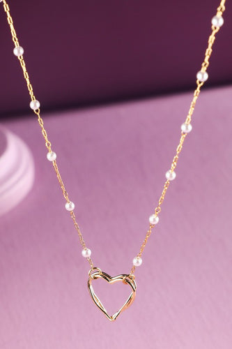 Oliana Pearl and Heart Pendant Necklace