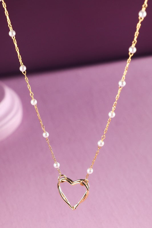 Oliana Pearl and Heart Pendant Necklace