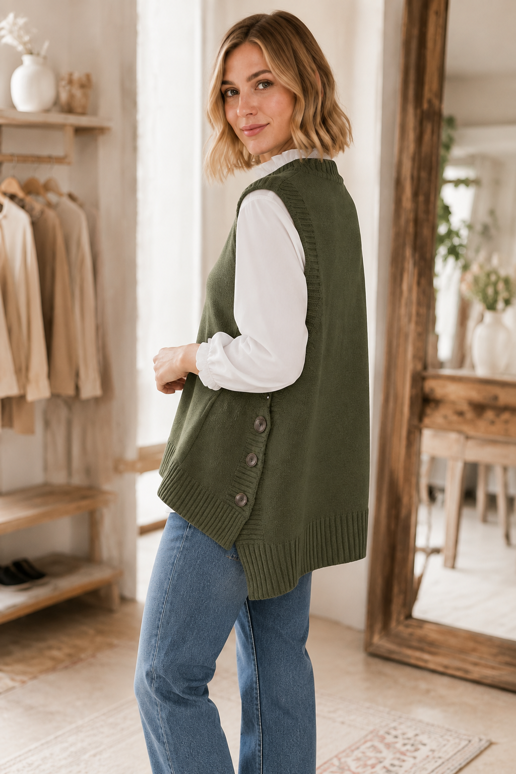 Olive Hearth Sweater Vest