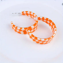 Orange and White Checkerboard Earrings