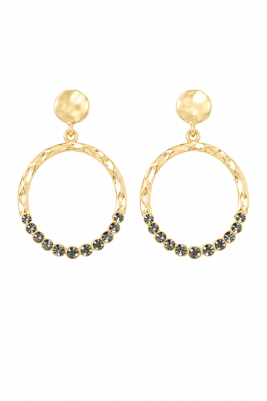 Pamela Circle Dangle Earrings with Crystals