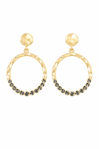 Pamela Circle Dangle Earrings with Crystals