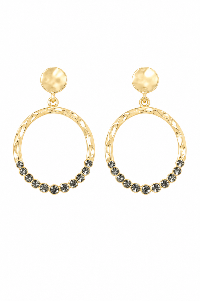 Pamela Circle Dangle Earrings with Crystals