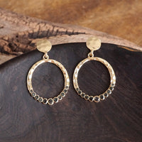 Pamela Circle Dangle Earrings with Crystals