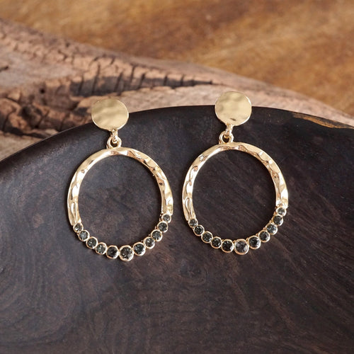 Pamela Circle Dangle Earrings with Crystals