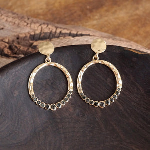 Pamela Circle Dangle Earrings with Crystals