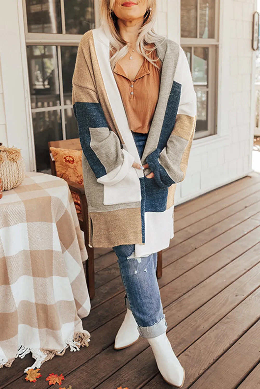 Pepper Colorblock Cardigan in Curvy