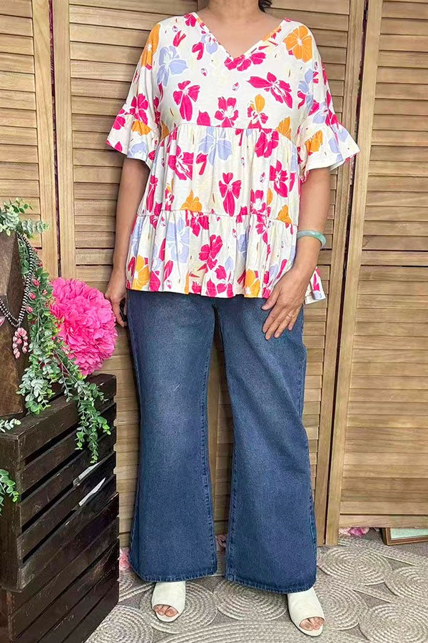 Poppy Floral Print Top in Curvy