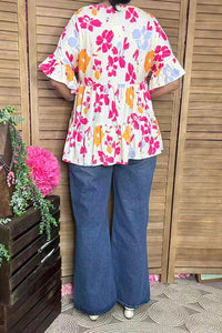 Poppy Floral Print Top in Curvy