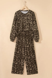 Quincy Leopard Raw Seam Pant Set