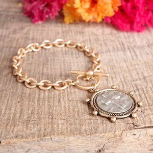 Rosalie Cross Coin Bracelet