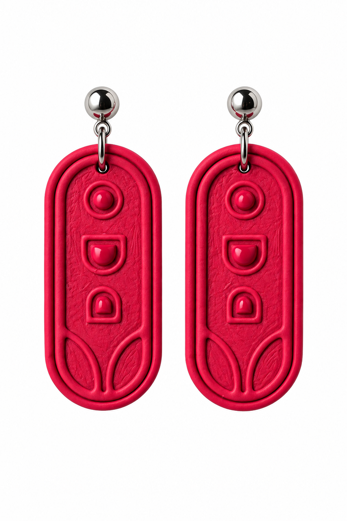 Rosy Retro Dangle Earrings