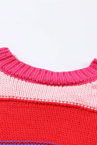 Ryla Striped Knit Pompom Sweater Curvy