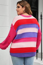 Ryla Striped Knit Pompom Sweater Curvy