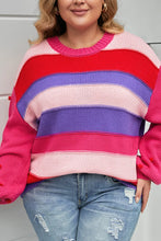 Ryla Striped Knit Pompom Sweater Curvy