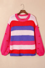 Ryla Striped Knit Pompom Sweater Curvy