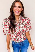 Sara Red Floral Print Top