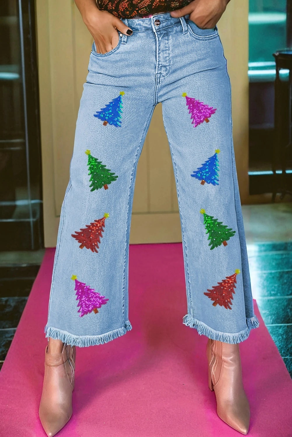 Sequin Christmas Tree Jeans
