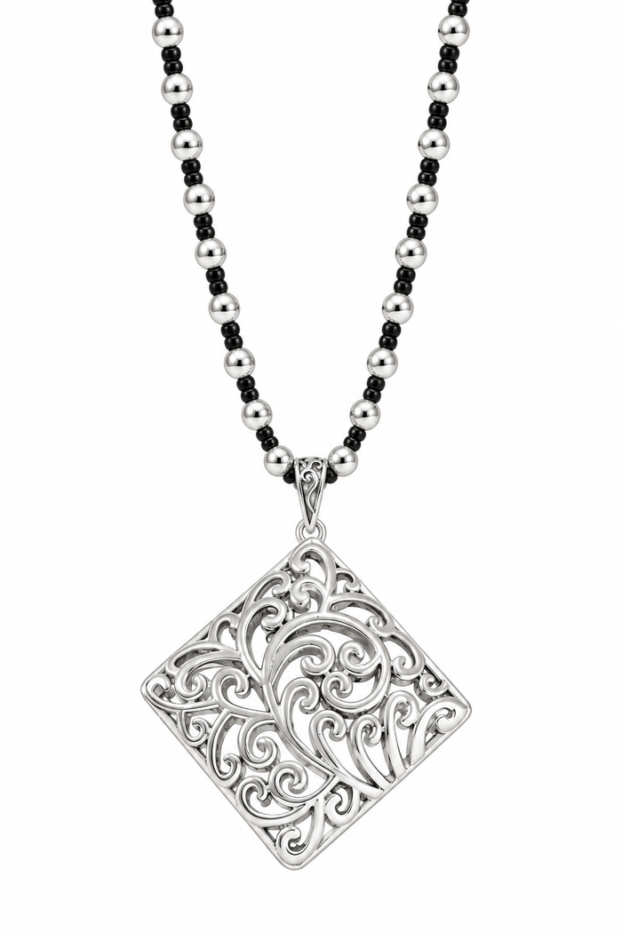 Silver Scroll Pendant Necklace