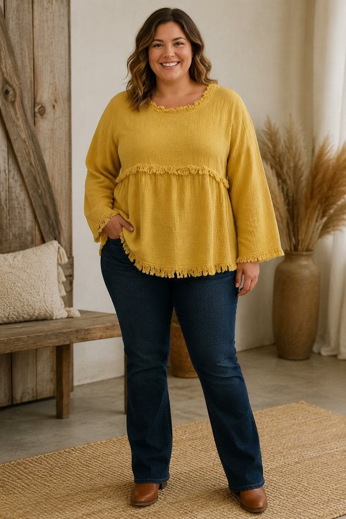 Stevie Fringe-Trimmed Top Curvy