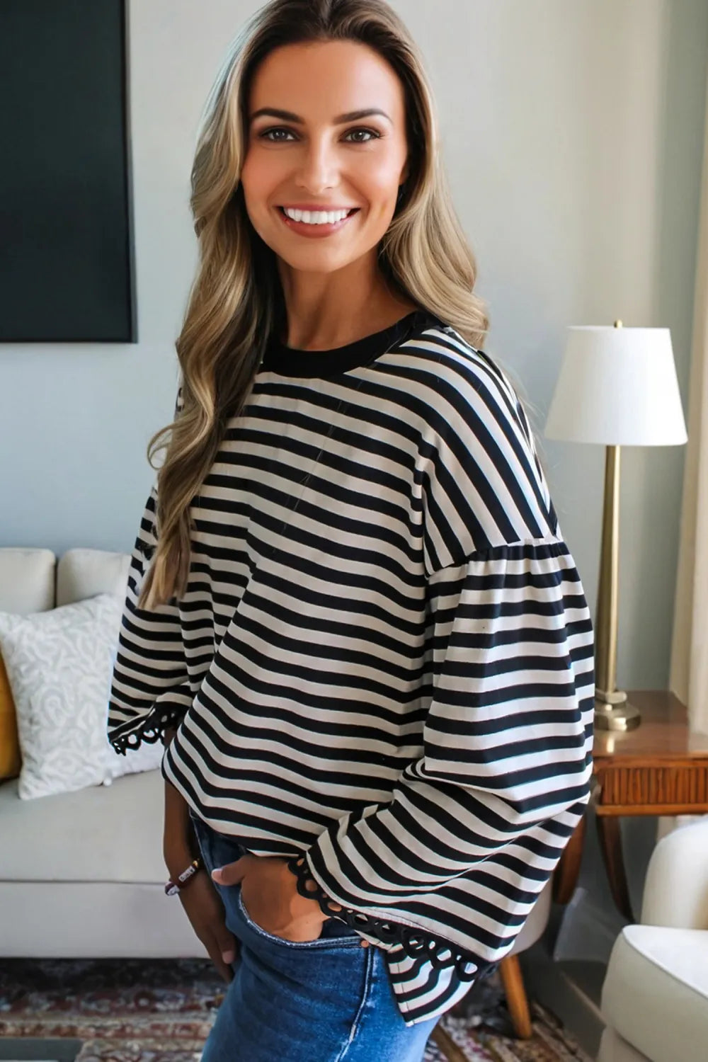 Story Lace Trim Top