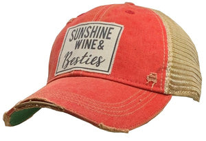 Sunshine Wine and Besties Distressed Hat