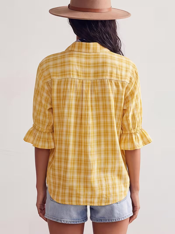 Golden Hour Plaid Top Curvy