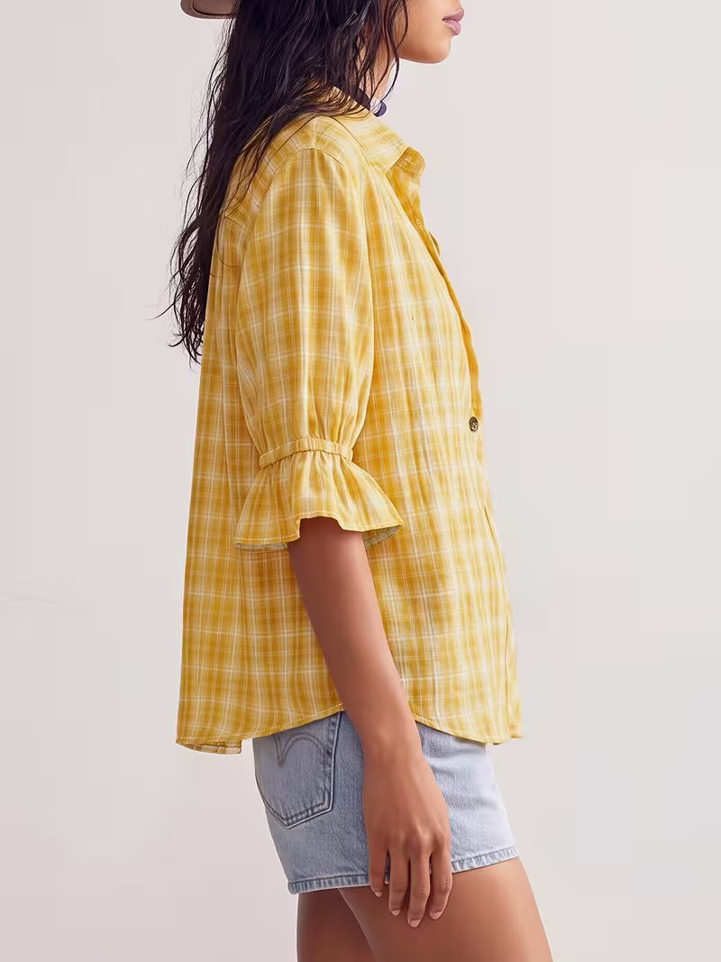Golden Hour Plaid Top Curvy