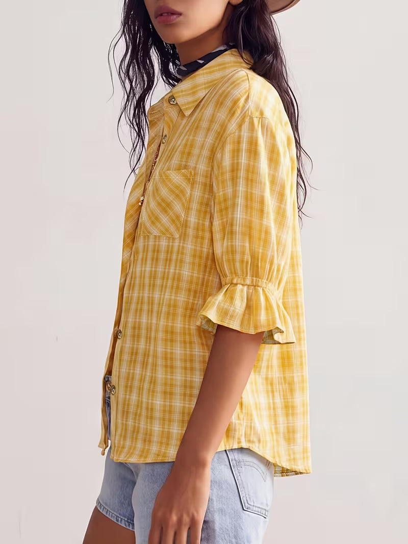 Golden Hour Plaid Top Curvy