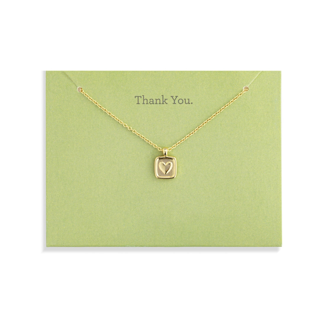 Thank You Floral Card and Gold Heart Necklace