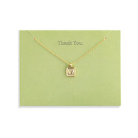 Thank You Floral Card and Gold Heart Necklace